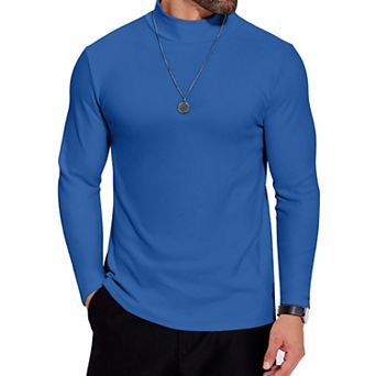 COOFANDY Mens Mock Neck Shirts 2 Pack Fleece Long Sleeve Basic Turtle Neck Shirt
