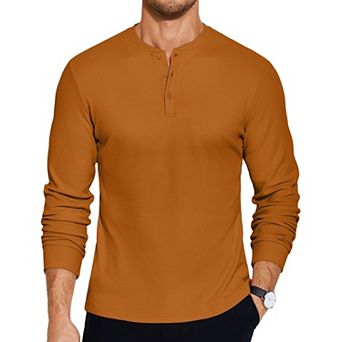 COOFANDY Men's Long Sleeve Henley Shirts Casual Basic Pullover T-Shirts Fashion Solid Tee Shirt Tops