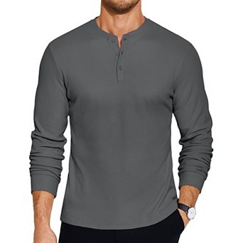 COOFANDY Men's Long Sleeve Henley Shirts Casual Basic Pullover T-Shirts Fashion Solid Tee Shirt Tops