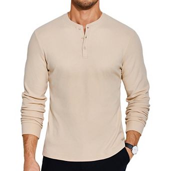 COOFANDY Men's Long Sleeve Henley Shirts Casual Basic Pullover T-Shirts Fashion Solid Tee Shirt Tops