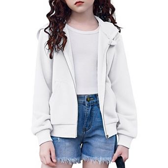 Arshiner Girls Zip Up Hoodies Cropped Fullzip Hoodie Kids Casual Sweatshirt Spring Fall Jackets
