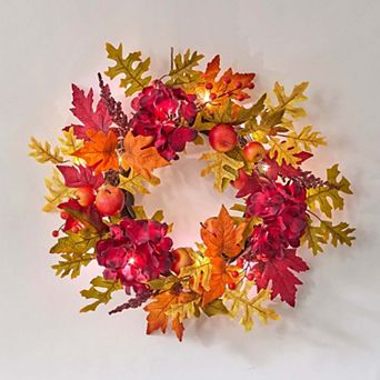BrylaneHome 20"" Pre-Lit Harvest Apple Wreath