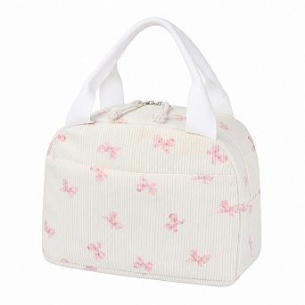 Corduroy Insulated Lunch Bag Large Capacity Leakproof Tote for Work Travel Picnic