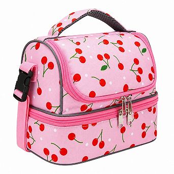 Double Decker Insulated Lunch Bag Tote With Adjustable Strap
