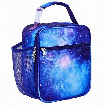 Glitter Insulated Kids Lunch Bag with Bottle Holder Spacious Storage