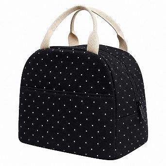 Cute Bow Tie Corduroy Insulated Lunch Bag For School Work