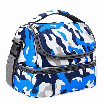 Double Decker Insulated Lunch Bag Tote With Adjustable Strap