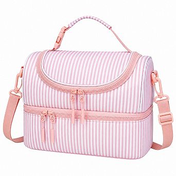 Personalized Initial Double Decker Insulated Kids Lunch Bag With Carry Strap
