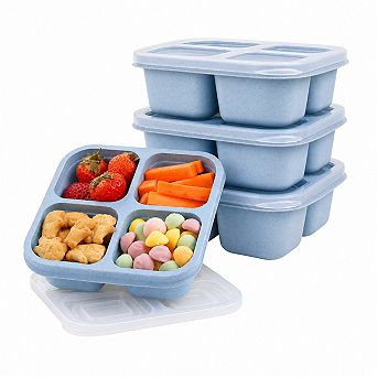 4-Pack Reusable Bento Snack Containers Portion Control Meal Prep Safe For Travel Office