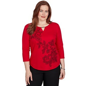 Petite Alfred Dunner Floral Embellished Top