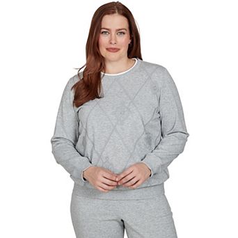 Petite Alfred Dunner Easy Does It Tonal Embroidered Sweatshirt Top