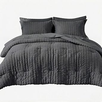 Full Size Comforter Sets Seersucker 7 Pieces, with Comforters, Sheets, Pillowcases & Shams