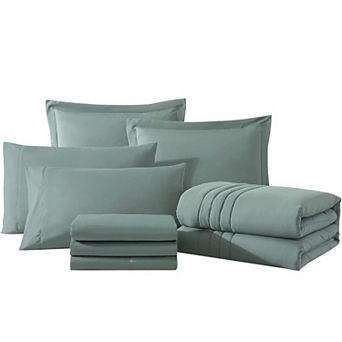7 pc Queen Comforter Set , All Seasons Bed in a Bag with Sheets & Pillowcases