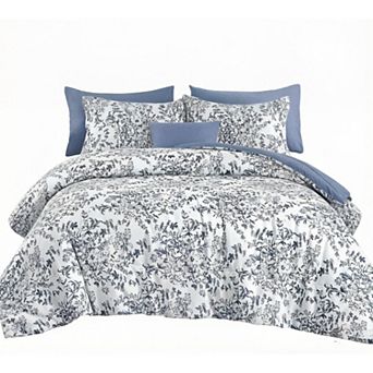 Floral Bed in a Bag Queen, 8 pc Comforter Set with Sheets, Soft Microfiber Botanical Bedding