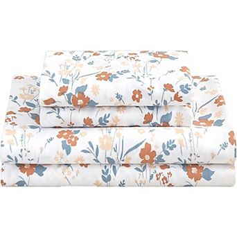 4 pc Floral Queen Sheet Set ,with 15" Deep Pocket and Corner Straps,Sheets Pillowcase Set