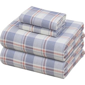 4 pc Flannel Sheets Queen Size -Cotton Double Brushed Bed Sheets, Deep Pockets 16 in