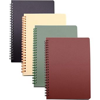 4 pc Spiral Notebook,A5 Thick Plastic Hardcover 8mm Ruled 80 Sheets -160 Pages Journals for Study