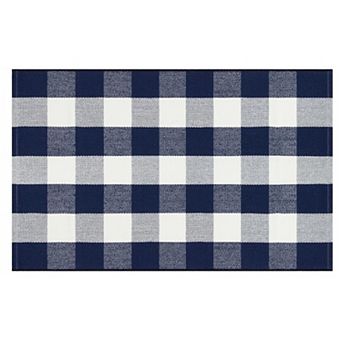 Checkered Outdoor Rug, Plaid Layered Doormat Woven Machine Washable Farmhouse Door Mats