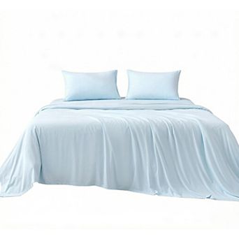 4 pc Cooling Sheets, Recycled Polyester Bed Sheet SetBreathable, 15-Inch Deep Pocket, Queen