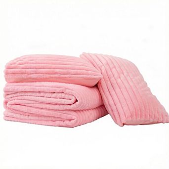 Queen Comforter Set 3 pc -Fleece Fluffy Comforter Set,Soft Warm Bed Set All Season