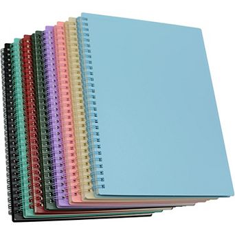 8 pc Spiral Notebook,B5 Thick Plastic Hardcover 7mm College Ruled 8 Color 80 Sheets -for Study,Work