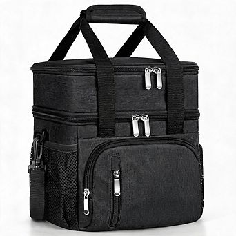 Insulated Lunch Tote Bag 600D Oxford, Double Leakproof EVA Lining with Adjustable Strap
