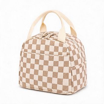 Large Capacity Corduroy Insulated Lunch Tote Bag Reusable Cooler Lunch Box for Work Picnic Travel