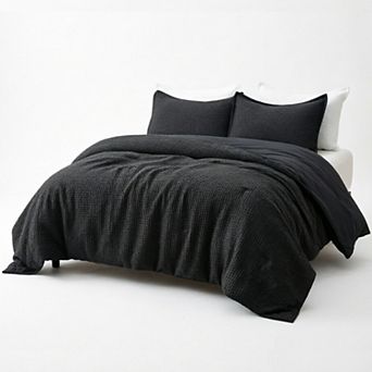 Waffle Comforter Set Queen, breathable all-season comfort. Includes 1 comforter with 2 shams.