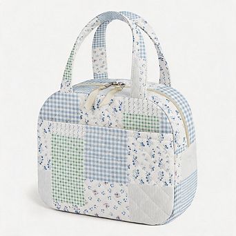 Cute Quilted Floral Lunch Bag Insulated Lunch Box for Women Girls Work Picnic Travel