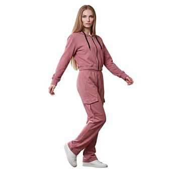 Women’s Coordinated Lounge Set with Cropped Hoodie & Utility-Pocket Joggers