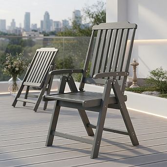 Foldable Patio Chair All-Weather HDPE Outdoor Dining Chair with Armrest