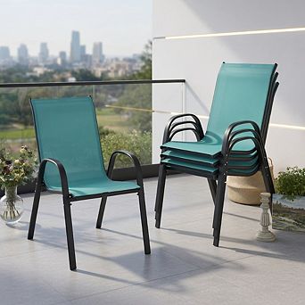 Set of 4 Outdoor Patio Chairs with Weather-resistant Fabric-Blue