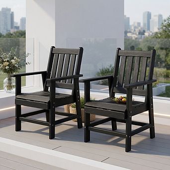 Set of 2 Patio Dining Chairs with Wide Armrests