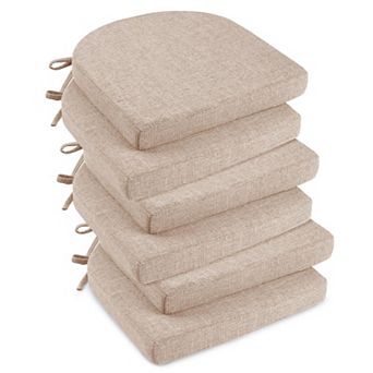 Soft Non-Slip U-Shaped Dining Chair Cushions with Ties, 16x16x2 Inch, 6-Pack