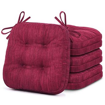 4-Pack Dual-Layer Memory Foam Chair Cushions with Ties, Non-Slip, 16.5x16.5x3.5 Inch