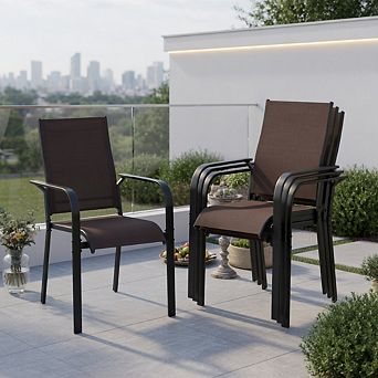 Patio Dining Chairs Set of 2/4/6 Stackable Outdoor Armchairs-Set of 4