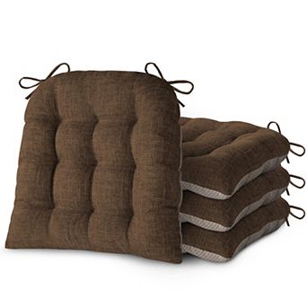 D-shaped Chair Cushions Set of 4, Non-slip Backing Ties, Thick 18x16.5 Inch Seat Pad