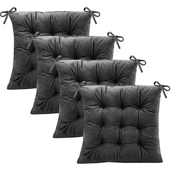 Non-slip Dining Chair Cushions Set of 4 with Ties, 15.5 Inch Thick Pearl Cotton Indoor Outdoor