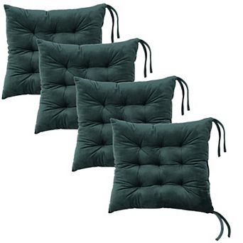 Non-slip Dining Chair Cushions Set of 4 with Ties, 15.5 Inch Thick Pearl Cotton Indoor Outdoor