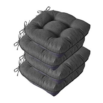 Non-Slip Tufted Foam Chair Cushions with Ties, Set of 4, 15.5x15.5x4 Inch