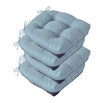 Non-Slip Tufted Foam Chair Cushions with Ties, Set of 4, 15.5x15.5x4 Inch