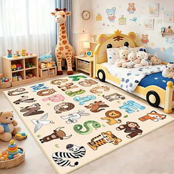 Rugs For Playroom 30x48 in Abc Rug Educational Learning Animal Alphabet Play Mat Bedroom Decor