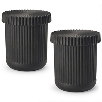 Bathroom Organizers Glass Qtip Holder 2 Pack Vanity Storage Jars for Cotton Swabs Balls Pads Floss