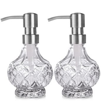 Glass Soap Dispenser Bathroom Hand With Stainless Steel Pump Liquid And Lotion Vintage Set For Kitch