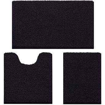 3 pc Bathroom Rugs Ultra Soft Non Slip Absorbent Chenille Bath Mat Set