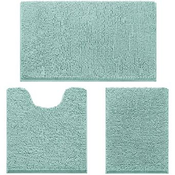 3 pc Bathroom Rugs Ultra Soft Non Slip Absorbent Chenille Bath Mat Set