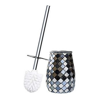 Modern Toilet Brush Holder Set Mosaic Glass Stainless Steel Bathroom Accessory