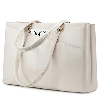 Laptop Tote Bag for Women Leather Business Office Work Briefcase Fit 15.6 Inch