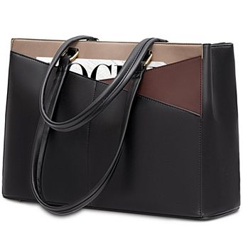 Laptop Tote Bag for Women Leather Business Office Work Briefcase Fit 15.6 Inch