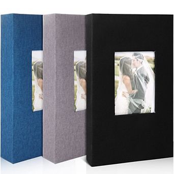 3 Pack Linen Photo Album 4x6 300 Photos Black Grey Navy Wedding Family Memory Book